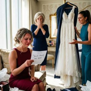 I unzipped my wedding dress bag on the morning of the ceremony and found something I had never chosen: a larger, puffier dress covered in rhinestones. Then I noticed the note pinned inside. It said only, “You’ll thank me later. — Judith,” and suddenly nothing felt right.