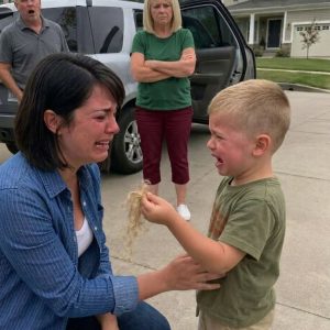 My mother-in-law secretly picked up my five-year-old son from kindergarten and cut off his soft golden curls. But what my husband brought to Sunday dinner left her completely speechless.