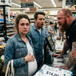 My husband slammed my eight-month-pregnant belly into a checkout counter over a $14 baby blanket. As I collapsed clutching my stomach, he snarled, “You greedy bitch! We’re not wasting my money on useless baby junk!” His smile vanished when the store manager stepped forward, grabbed him, moments later, secrets far worse than anyone imagined was exposed.