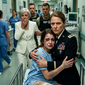 My daughter lay in a hospital bed, covered in finger-shaped bruises. “They locked me in the guest house and beat me,,” she sobbed. Her arrogant billionaire husband and his mother stood in the doorway, laughing. “She fell. She’s just being dramatic,” the mother-in-law sneered. She looked at my Army uniform with pure disdain. “We control the state government. Your military rank means nothing to us.” I didn’t scream. I just looked at the monsters who beat my child and pulled out my phone. 30 minutes later, their entire empire burned to hell.