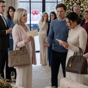 At Christmas, I gave my son a brand-new car and his wife a designer purse, thinking love still mattered. Then he smiled and said his wife wanted to “teach me a lesson,” so they had no gift for me. I didn’t cry—I simply pulled one envelope from my bag and gave them the final gift that changed everything…
