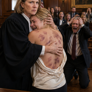 Hugging my daughter in my hallway tonight, she collapsed in pure agony. Ripping her coat open, I gasped at the massive, violent bruises. “My husband did it. He’s a respected lawyer, no one will believe me,” she sobbed. Smiling coldly, my blood turned to ice. “Let’s see how he dares touch a federal judge’s daughter,” I whispered. As her arrogant abuser walked in, I prepared to execute a…