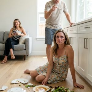 Just two days after our wedding, my husband slapped me across the face because I refused to serve dinner to his lazy sister. “Apologize and do your job,” he snarled, while his sister smirked and called me a “peasant” who finally revealed her true colors. My husband blindly assumed I was a submissive, broken wife who would quietly take his abuse to save the marriage. Instead of crying, I shoved the entire dinner onto the floor. “You just made the biggest mistake of your life,” I whispered.
