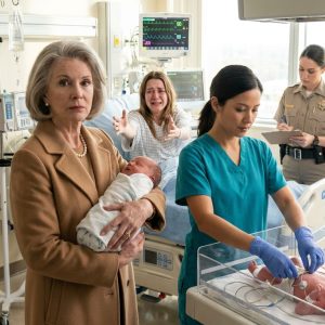 I never told my mother-in-law I was a judge. To her, I was just an unemployed gold digger. A few hours after the C-section, she burst into my room with adoption papers and said mockingly, “You don’t deserve the VIP room. Give one of the twins to my infertile daughter—you can’t handle two anyway.” I hugged the babies and pressed the panic button. When the police arrived, she screamed at me that I was crazy. They were about to arrest me… until the chief recognized me…