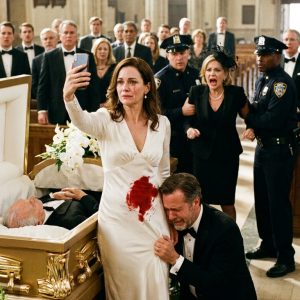 I was heavily bleeding postpartum, forced to stand for hours next to my father-in-law’s solid gold casket because my husband said sitting down was “disrespectful to the dead.” When I begged his sister to hold my crying newborn just for five minutes so I could change my surgical dressings, she scoffed, “Put the brat on the floor. Grandpa’s legacy matters more.” That was the moment my last shred of mercy died. I walked straight up to the open casket, grabbed the microphone meant for eulogies, and pressed ‘play’ on my phone. What happened next…