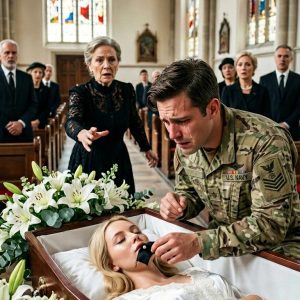With Independence Day only days away, I rushed home from deployment only to stand before my wife’s casket in a dimly lit church. “A hit-and-run,” my mother sobbed, dabbing her eyes. “She died pushing your son out of the street.” As I leaned in to kiss my wife’s pale face, I noticed a faint glint between her slightly parted lips. The moment I pulled out a torn scrap of bloodstained silk attached to a custom pearl button, my mother gasped. Instinctively clutching her own high-collared dress, she lunged forward in pure, undeniable terror.