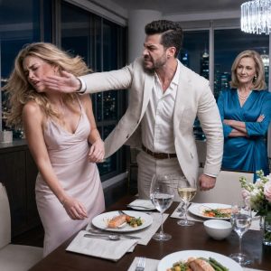 At dinner, my husband slapped me, breaking two ribs. His mom laughed and yelled, ‘Get out of my house!’ Little did they know, the apartment was in my name. I called the police. 15 minutes later… their lives turned into hell