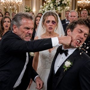 On my wedding day, my father was stunned when he saw the bruises on my face. “My dear daughter… who did this to you?” he asked, his voice trembling. My fiancé just laughed. “Just teaching her a lesson in our family.” The atmosphere froze. Then my father turned back, cold as steel. “This wedding is over,” and so is your family.