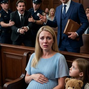 8 months pregnant, I asked the judge for a divorce, giving up the house, cars, and all the money to my husband. His mistress smiled, thinking she had won. I wasn’t being noble; I was paying a ransom to escape a monster. “I want nothing he touched,” I told the court. My husband smirked. But the judge closed her folder. “Before I rule, a little girl in the hallway want to show us something.” When the little girl with a teddy bear walked into the room, my husband went deathly pale.