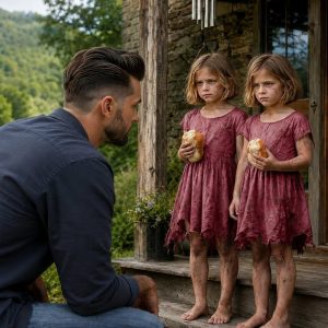I drove to my late wife’s mountain house to say goodbye to the life we had lost. Instead, I found two abandoned twin girls standing on the porch, clutching pieces of stale bread like treasure. What happened next turned a weekend of grief into a mystery I never expected…