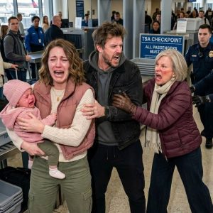 As we were about to board our flight, my stepmother suddenly breached the airport security checkpoint and tried to k:idnap my baby right out of my arms. I was terrified and panicking, but the airport police immediately treated her as a serious threat.