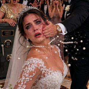 My mother-in-law demanded the wedding-gift safe to pay my brother-in-law’s debts. “That money belongs to both of us,” I said. The groom violently grabbed the chain around my neck, snapping it and tearing my wedding dress before hundreds of guests. Everyone expected me to break down. Instead, I smiled as the locked ballroom doors were forced open and my lawyer walked in, carrying a document. “Before anyone takes another dollar,” she announced, “this family should see exactly what happens next.”