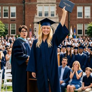 At my own graduation, my father sla:pped me so hard my cap hit the floor, then hurled my diploma into the campus fountain. “You’re having a psychological episode!” he spat, while my mother screamed, “She’s off her medication!” Everyone stared, waiting for me to break. But I didn’t cry. I looked up at the 40-foot LED screen behind the stage, smiled at the cameras, and said, “Good. Now you’ll all see the truth.” What I projected next destroyed them.
