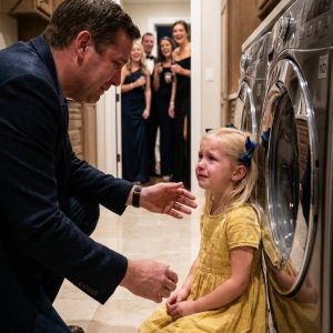 My little girl disappeared during my niece’s birthday party. I found her curled up on the laundry room floor, crying so hard she could barely breathe. “Daddy… please don’t make me apologize again,” she whispered. Then one small piece of evidence destroyed the lie my family had been living for years.