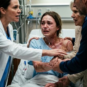My mother-in-law poured boiling oil over me because dinner was five minutes late. As the pain consumed me, I collapsed onto the kitchen floor. At the hospital, I heard my husband calmly tell the doctor, “She’s always been clumsy. She spilled hot soup on herself.” I stayed silent behind the curtain—until the doctor leaned close and whispered, “The police are already downstairs.”