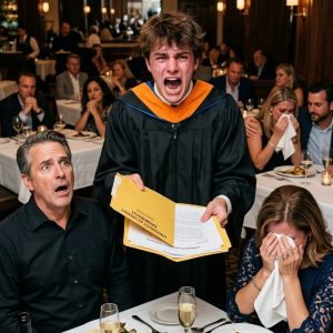 For 20 years, I raised my husband’s illegitimate son while he held a cruel, secret threat over my head. On the night of our son’s master’s graduation in front of his company’s CEO, my husband stood up and announced, “Thank you for raising my mistress’s child!” But the moment our son answered him, my husband’s entire life unraveled.