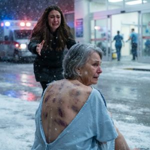 At 3 a.m., I received a call from my mother—her voice trembling: “Help… me.” I drove 300 miles through a blizzard and found her standing outside the hospital gates in the freezing darkness—barefoot, covered in bruises, abandoned by her stepfather and her own son. So I made sure they suffered ten times that pain.