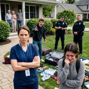 At 12:43 AM, my weeping daughter called from the curb: “Grandpa threw my things out for my cousin. Dad just watched.” Abandoning my ER shift, I rushed home to my father-in-law snarling, “We make the decisions in this house.” The arrogant parasites thought they had broken us. Dropping the sole-ownership deed on the table, my ruthless midnight eviction of my entire in-law family commenced.