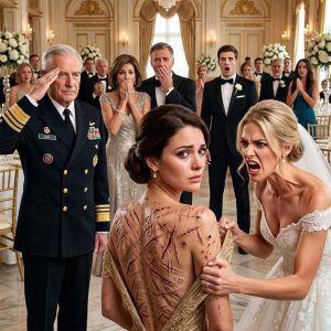 At my sister’s wedding, she ripped my dress off in front of everyone and mocked the scars on my back. “You ugly devil, you’re going to ruin my big day,” she hissed. My parents said nothing. Not a word. Then the groom’s father, a powerful naval admiral, slammed his hand on the table and yelled, “Stop! Do you even know who she is?”