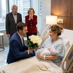 My parents walked into my hospital recovery room, looked at my newborn son, and sneered, “We will never acknowledge a fatherless child.” My father added, “And we will never hold that baby.” They demanded I sign away my 12% share of the family company before I left the hospital. I kissed my son, smiled, and waited… because his father—the one who could destroy everything they owned—was already walking toward my door.