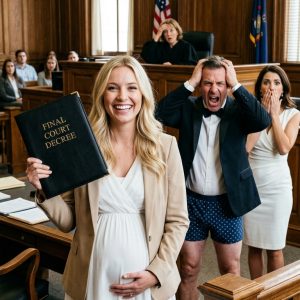 8 months pregnant, I sat alone in divorce court. My billionaire husband leaned in and whispered, “That truck that ran you off the road last month wasn’t an accident. Fight me for the house, and the next driver won’t miss.” My blood turned to ice. His mistress smirked, shoved me to the floor, and violently ripped my folder from my hands. But instead of medical bills, heavily redacted documents spilled directly to the judge’s feet. The judge saw the seal, and went ghost-white.