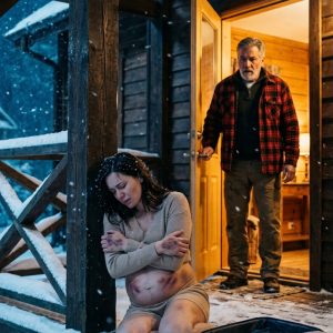 “Dad… open the door.” On a freezing Christmas night, I stood trembling on my father’s porch, clutching my soaking wet one-year-old daughter. “He… brought his mistress home,” I whispered. “His mother packed up our things, threw the two of us out, and locked the door.” My father looked at his little granddaughter, shivering from the cold. Then he tightened his grip on the ring of keys in his hand. “They picked the wrong family.”