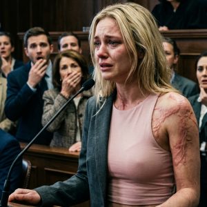 At our divorce hearing, my husband presented fake psych reports to steal my assets. “You’ll be starving on the street,” he laughed, holding his mistress’s hand. He thought I was just a broken, silent victim. I didn’t argue or cry. I calmly unbuttoned my silk blouse. When they saw what covering my chest and arms, the judge gasped. The entire courtroom went dead silent. “Your Honor,” I whispered, staring at my husband. “This is no longer a divorce hearing. It’s the trial of the darkest secret you believed would stay buried forever.” My husband’s smile turned into pure terror…